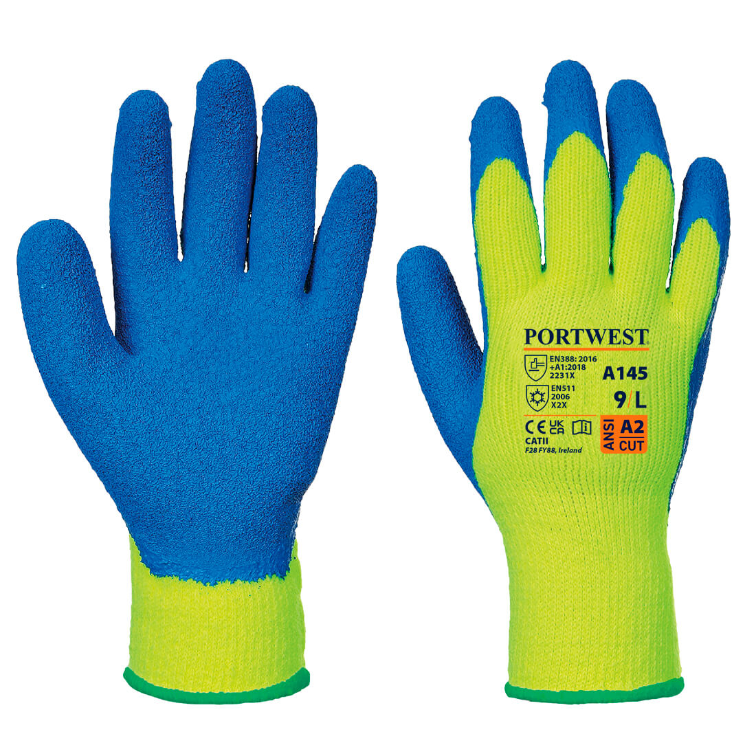 Yellow Portwest A145 Arctic Winter Glove with fleece lining.