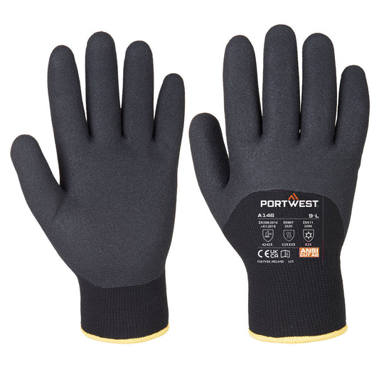 Black Portwest A146 Thermal Waterproof Glove, ideal for wet conditions.