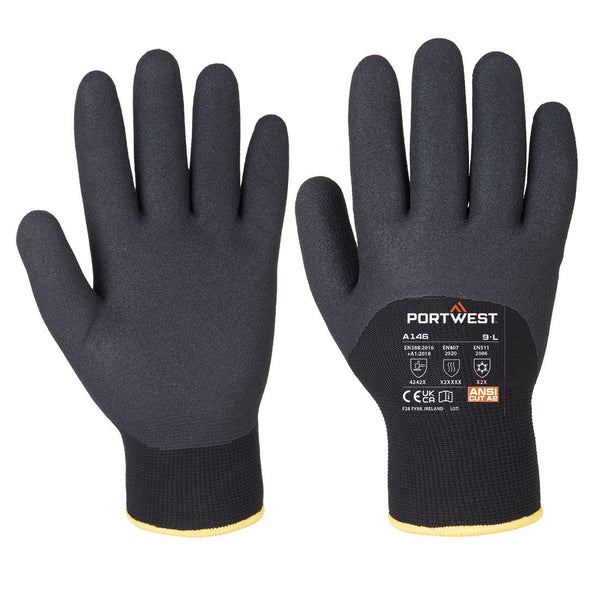 Black Portwest A146 Thermal Waterproof Glove, ideal for wet conditions.