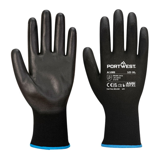 Black Portwest A195 Antistatic PU Palm Glove for electronic work.