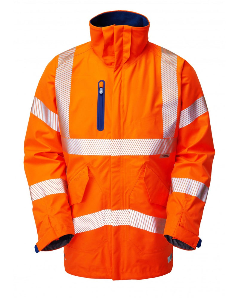 Leo Workwear Marisco orange hi-vis vest with reflective strips for maximum workplace safety