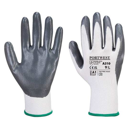 Grey and white Portwest A310 Grip-It Oil glove with double coating.