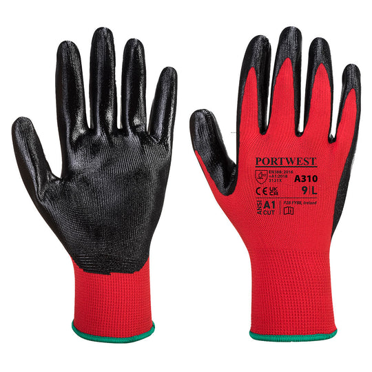 Red and black Portwest A310 Grip-It Oil glove for oily environments.