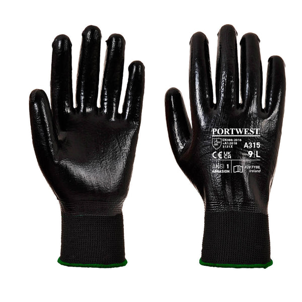 Black Portwest A315 Nitrile Foam 3/4 Coated Glove.