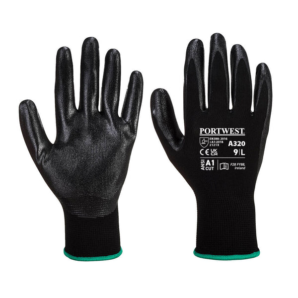Black Portwest A320 Flexo Grip Nitrile Glove.
