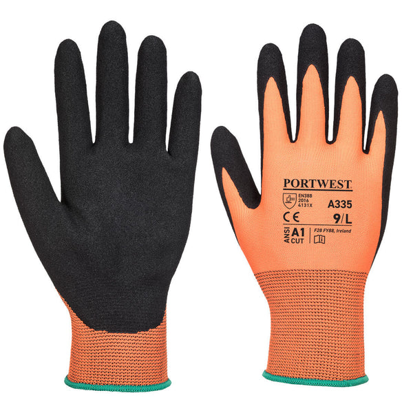 Orange and black Portwest A335 Cold-Pro Latex thermal glove.