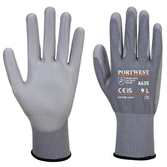 Grey Portwest A635 PU Cut-Resistant Glove, highest cut level F.