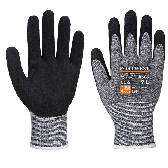 Grey Portwest A665 Dexti-Grip Cut-Resistant Glove, cut level E.