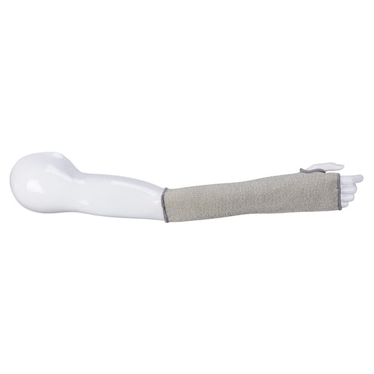 A grey Portwest 14-inch cut-resistant sleeve, model A689GRR.