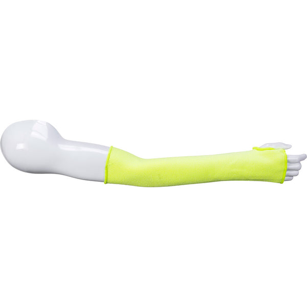 A yellow Portwest 18-inch cut-resistant sleeve, model A690YER.