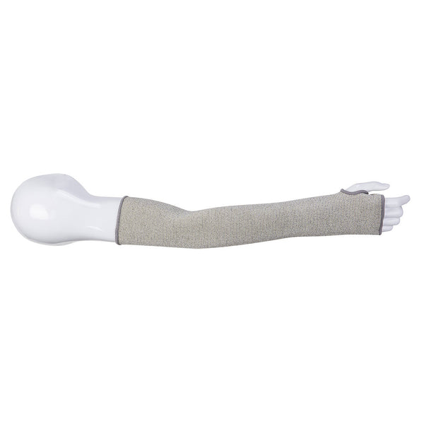 A grey Portwest 22-inch cut-resistant sleeve, model A691GRR.