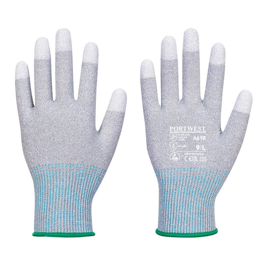Grey Portwest A698 Recycled PET Glove with latex foam coating.