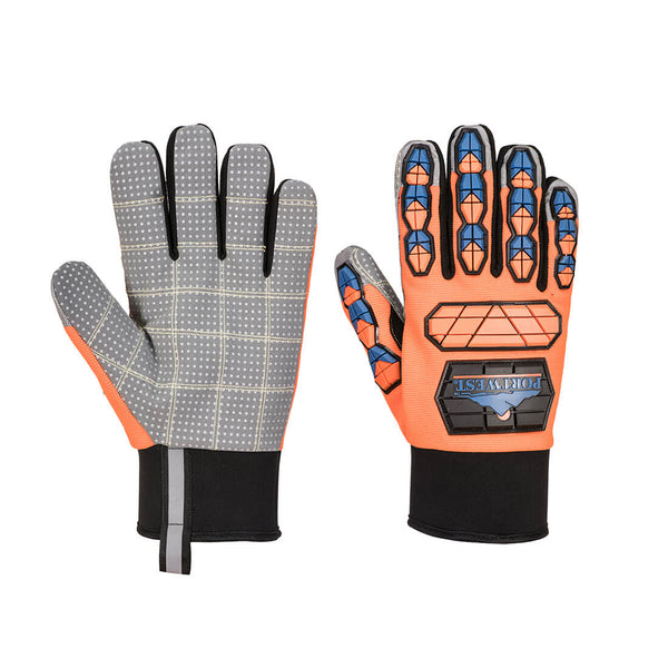 Hi-vis orange Portwest A726 Waterproof Mechanic's Glove.
