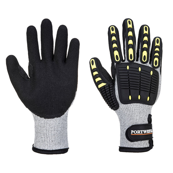 Grey Portwest A729 Cut-Resistant Impact Mechanic's Glove.