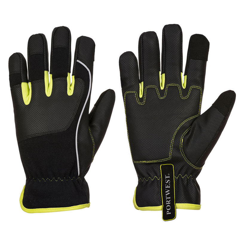 Black and yellow Portwest A771 DermiFlex Aqua Glove.