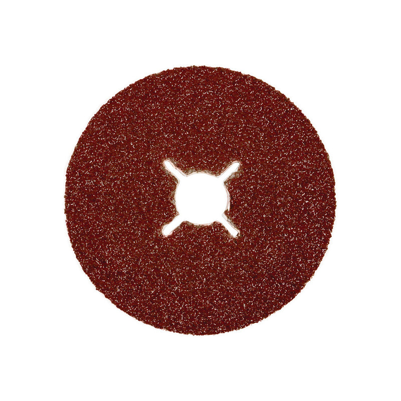 Abracs 100mm aluminium oxide fibre disc with an extra-coarse 24 grit for heavy grinding.