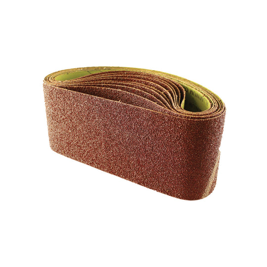 Abracs 100 x 610mm sanding belt with a fine 100 grit for smooth finishing.