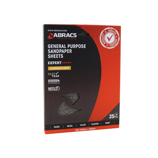 Extra-fine 240-grit sandpaper sheet (230 x 280mm) from Abracs for finishing.