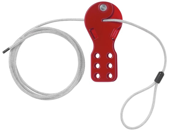 ABUS C556 Standard Cable Lockout with a 2-meter flexible red vinyl-coated steel cable.