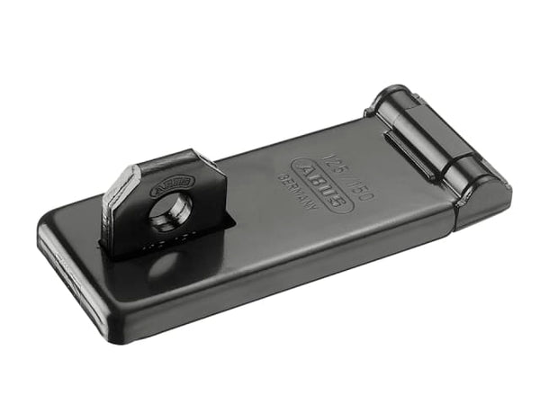 ABUS 125/150C high-security 150mm hasp and staple with hardened steel pin, in carded packaging.