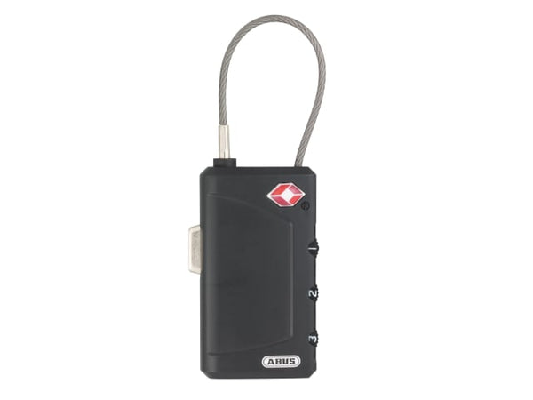 Black ABUS 148TSA 30mm combination cable luggage lock with a flexible shackle for easy use.