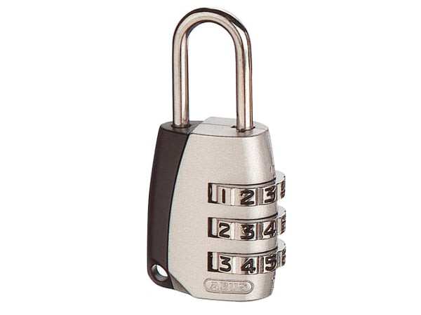 ABUS 155/20C 20mm brass combination padlock with a 3-digit code, shown in retail packaging.