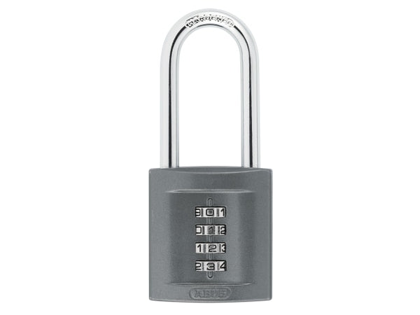 ABUS 158/50LS long shackle combination padlock with a 4-digit code for versatile use on lockers.