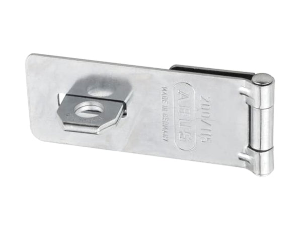 ABUS 200/115S straight hasp and staple, made from corrosion-protected hardened steel.
