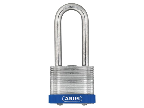 A keyed alike ABUS 41/50LS50 long shackle laminated padlock for multiple lock applications.