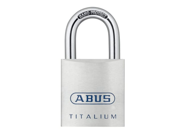 ABUS 80TI/40 Titalium padlock with a hardened steel shackle and high-precision keyway.