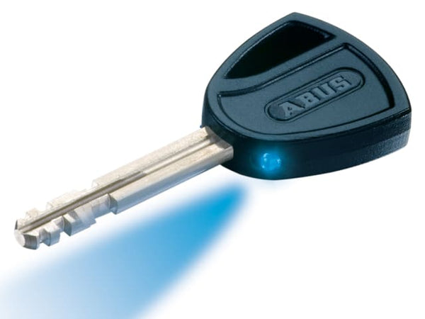 ABUS KB35754 X-Plus key blank with an integrated LED light for easy use in the dark.