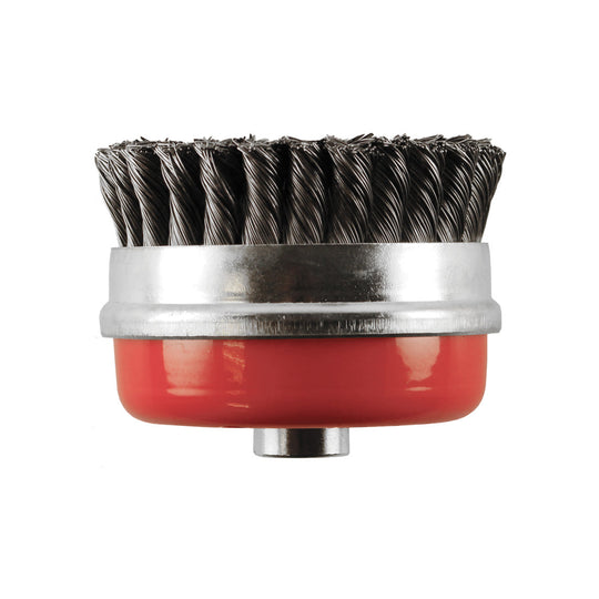 Abracs 70mm twist knot wire cup brush with M14 fitting for aggressive cleaning.