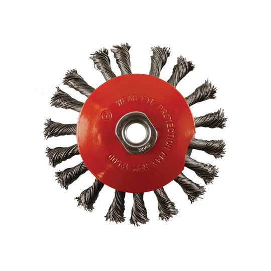 Abracs 115mm twisted knot wire bevel brush for heavy-duty edge cleaning.