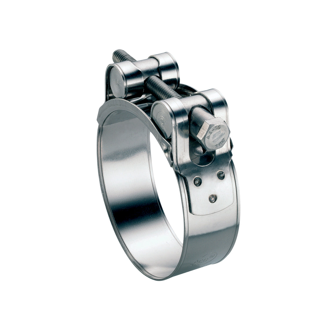 Secure W4 stainless steel Ace T-Bolt style hose clip, for diameters of 60-63mm.
