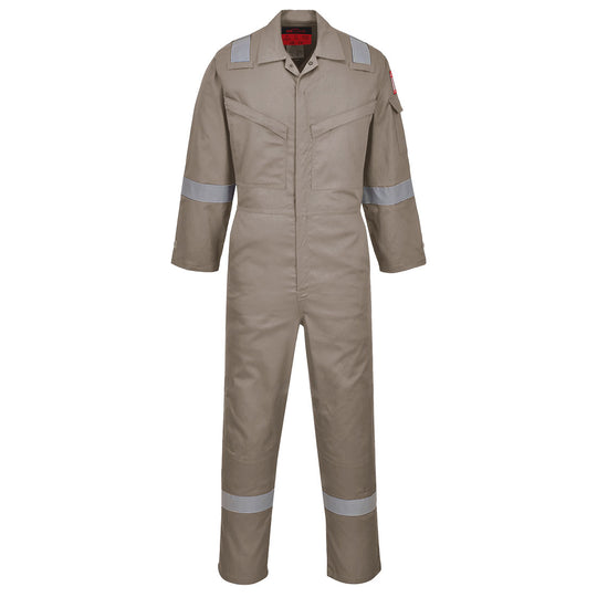 Portwest Araflame Silver Coverall AF73 in khaki. Inherent FR protection.