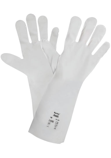 Ansell Barrier 02-100 five-finger laminate film glove, ergonomic design.