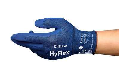 Ansell HyFlex 11-819 blue general purpose glove with textured palm.