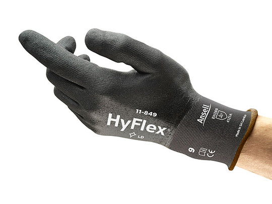 Ansell HyFlex 11-849 black coated general-purpose work glove.