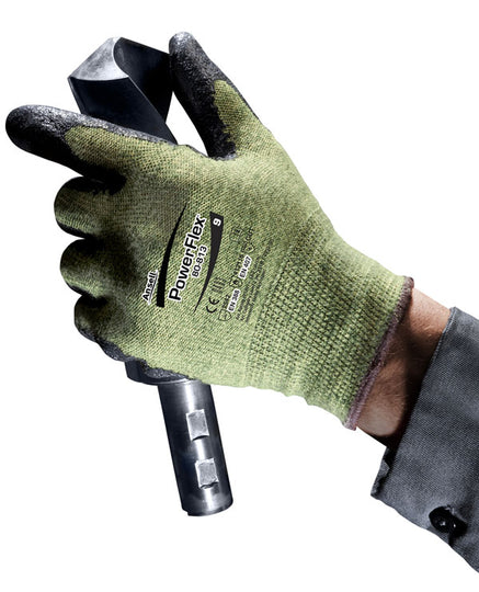 A pair of black Ansell ActivArmr 80-813 flame resistant work gloves.