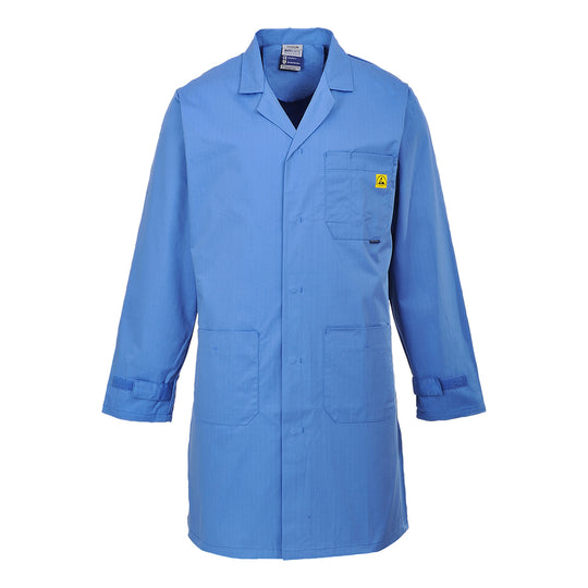 Portwest Anti-Static ESD Coat AS10 in hospital blue. For static control.