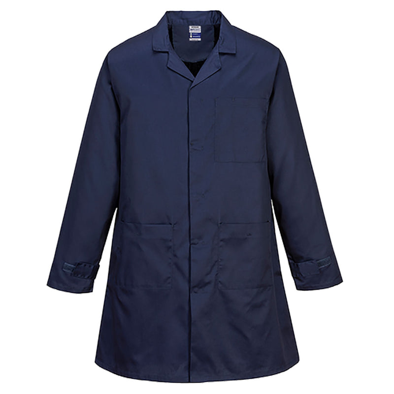 Portwest Anti-Static ESD Coat AS10 in navy. For static control.