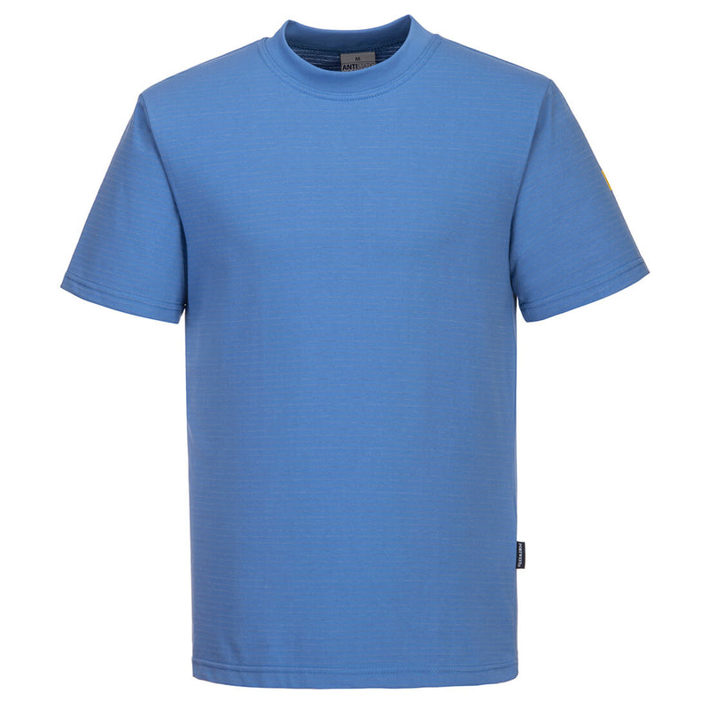 Portwest Anti-Static ESD T-Shirt AS20 in hospital blue. ESD safe.