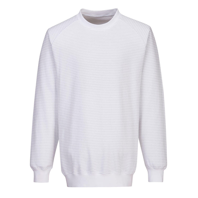 White Portwest Anti-Static ESD Sweatshirt (AS24) for professional work environments.