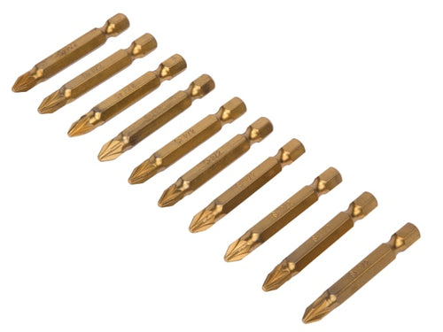 BlueSpot Tools Titanium Coated Screwdriver Bits PZ2 x 50mm (Pack 10)