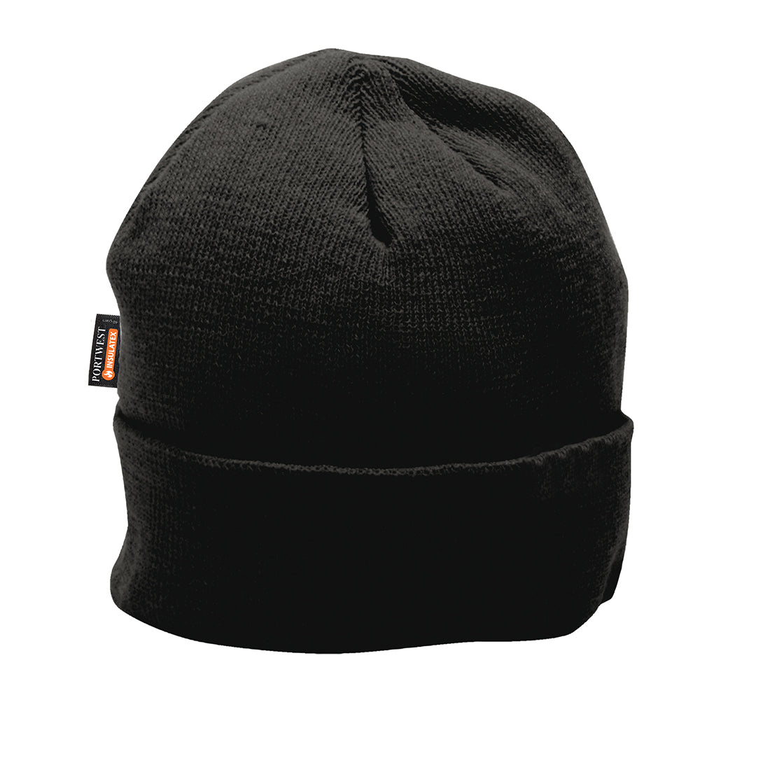 Portwest Knit Hat with Insulatex Lining (B013) in black.