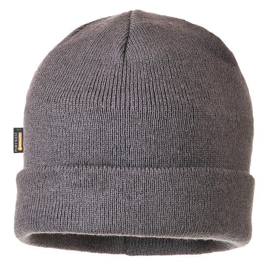 Grey Portwest Knit Hat (B013) featuring a warm Insulatex lining.