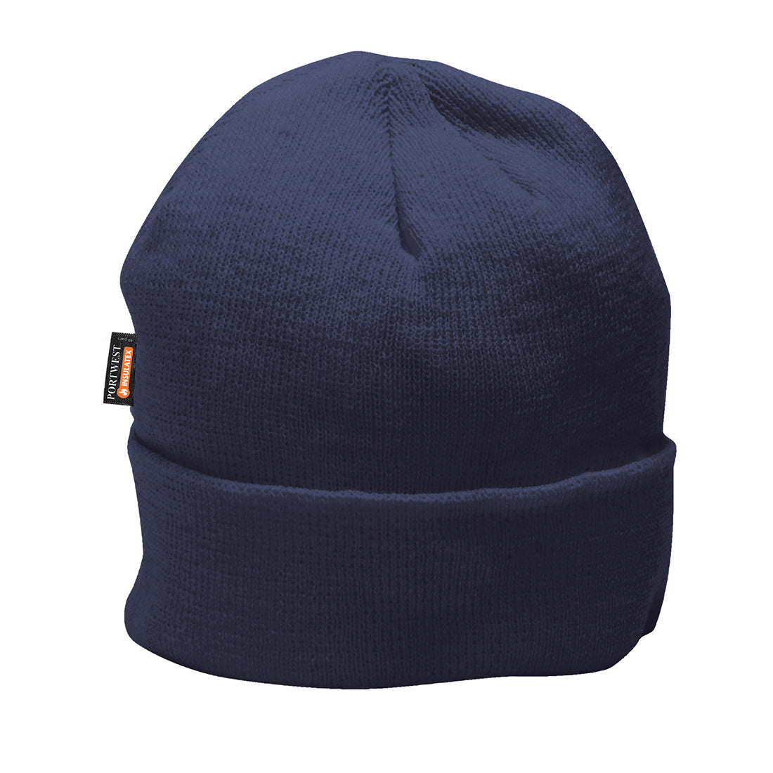 Navy blue Portwest Knit Hat (B013) with thermal Insulatex lining.