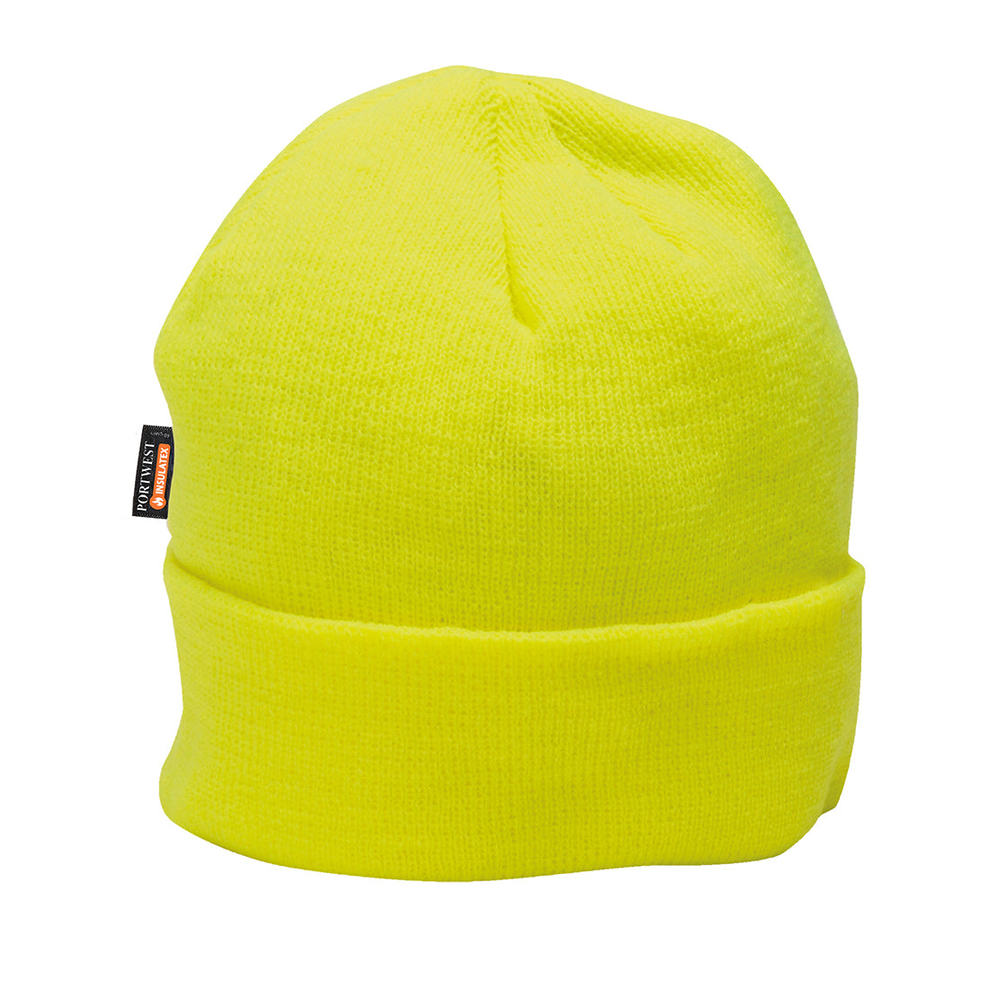 High-visibility yellow Portwest Knit Hat with Insulatex Lining (B013).