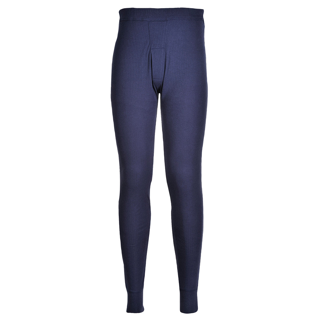 Navy blue ribbed thermal long johns with elastic waistband