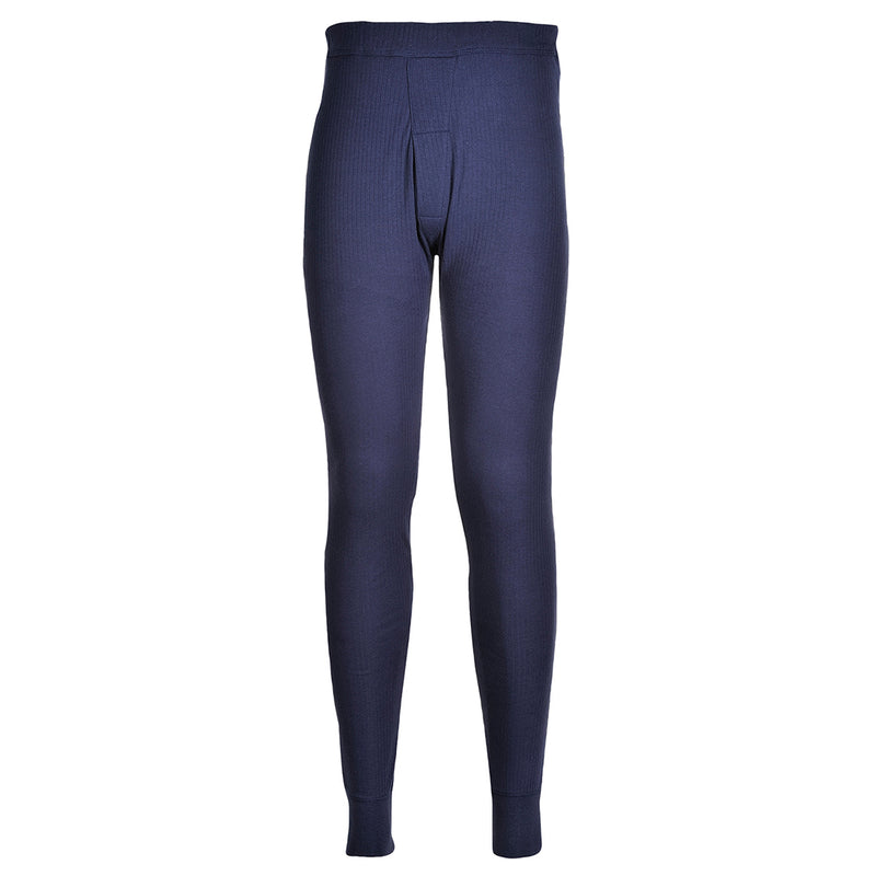 Navy blue ribbed thermal long johns with elastic waistband